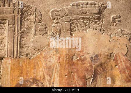 Egypt, Luxor, Luxor Temple, Frescoes on wall of Roman sanctuary Stock Photo