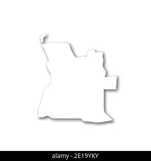 Angola - white 3D silhouette map of country area with dropped shadow on white background. Simple flat vector illustration. Stock Vector