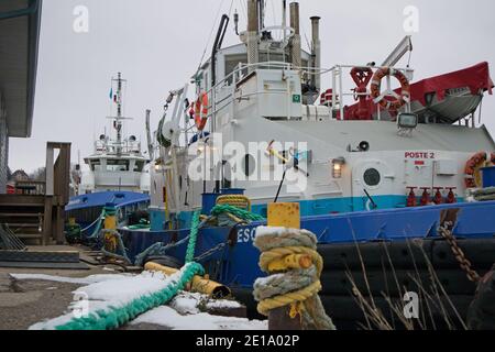 Goderich Port, tugboat moored. Stock Photo