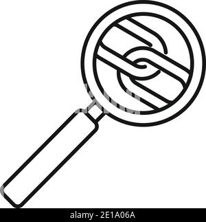 Links magnifier icon, outline style Stock Vector