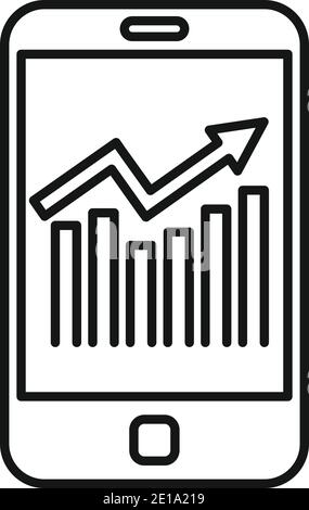 Backlink strategy phone graph icon, outline style Stock Vector