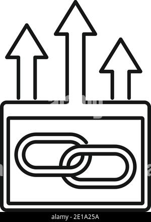 Upload backlink strategy icon, outline style Stock Vector