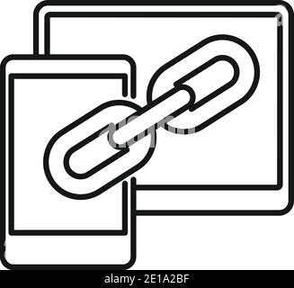 Backlink strategy phone tablet icon, outline style Stock Vector