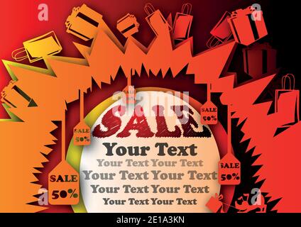 Vector sale in paper art style Stock Vector