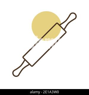 Wooden rolling pin plunger vector icon. Kitchen appliance. Graph symbol for cooking web site design, logo, app, UI Stock Vector