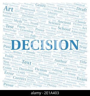 Decision typography word cloud create with text only Stock Photo