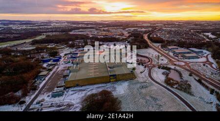 The Pyramids Business Park is at Easter Inch, Bathgate, West Lothian. The  venue has been chosen by NHS Lothian for Covid-19 mass vaccination centre. Stock Photo