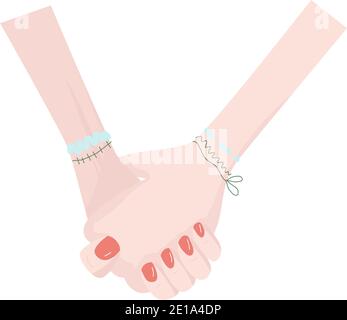 Isolated hands of two falled in love people. Hands hold on. Stock Vector