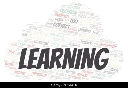 Learning typography word cloud create with text only Stock Photo