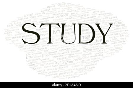 Study typography word cloud create with text only Stock Photo