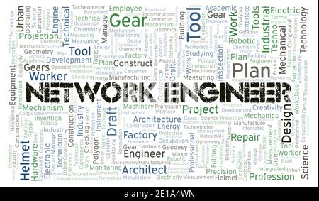 Network Engineer typography word cloud create with text only Stock Photo