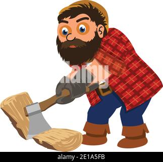 Lumberjack working icon, cartoon style Stock Vector