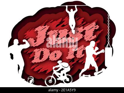 Vector just do it in paper art style Stock Vector