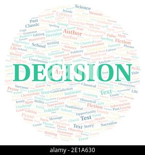 Decision typography word cloud create with text only Stock Photo