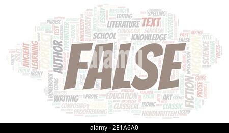 False typography word cloud create with text only Stock Photo