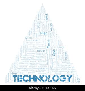 Technology typography word cloud create with text only Stock Photo
