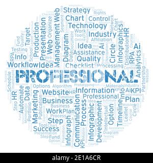 Professional typography word cloud create with text only. Stock Photo