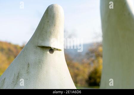 Statue in a form of fire for fallen partisan Stock Photo