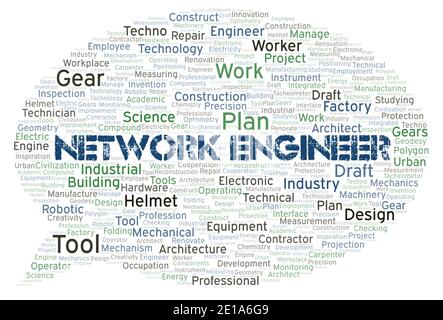 Network Engineer typography word cloud create with text only Stock Photo