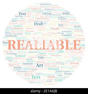 Realiable typography word cloud create with text only Stock Photo