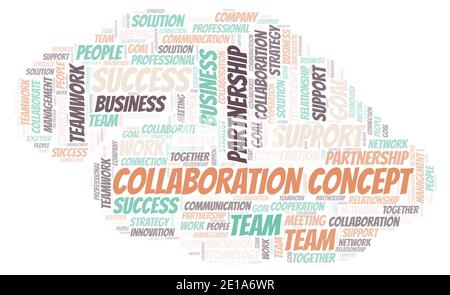 Collaboration Concept typography word cloud create with text only. Stock Photo