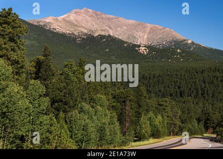 Mount Meeker can be viewed from scenic Colorado State Highway 7, the Peak to Peak Scenic Byway. Stock Photo