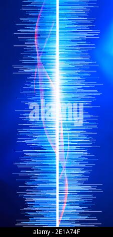 Sound waves, digital equalizer, frequencies. Music and radio, sound of the voice. Hearing and perception of sound waves. Deafness Stock Photo