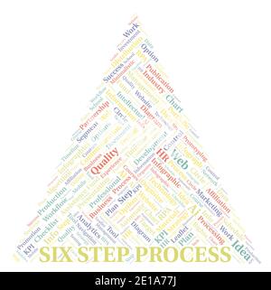 Six Step Process typography word cloud create with text only. Stock Photo