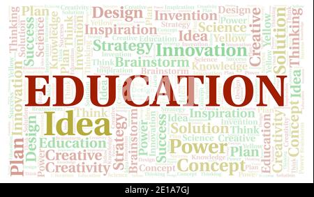 Education typography word cloud create with text only. Stock Photo