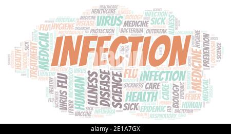 Infection typography word cloud create with text only. Stock Photo