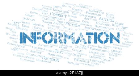 Information typography word cloud create with text only Stock Photo