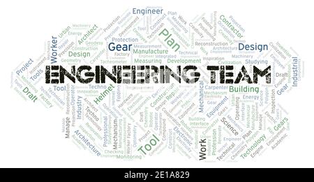 Engineering Team typography word cloud create with text only Stock Photo