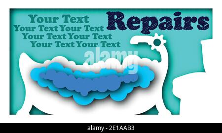 Vector bath in paper art style Stock Vector