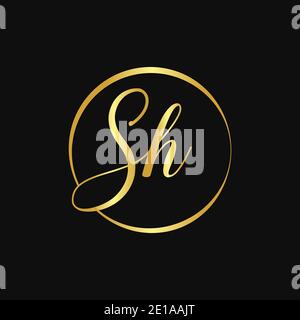Initial SH letter Logo Design vector Template. Abstract Script Letter SH logo Design Stock Vector