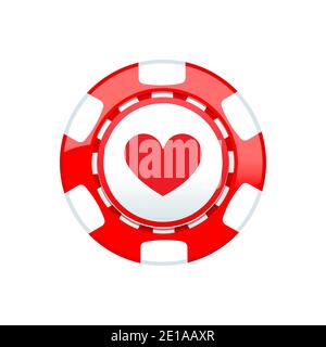 Red casino chip isolated on white background Stock Vector