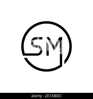 Initial Circle SM letter Logo Design vector Template. Abstract Letter SM logo Design Stock Vector