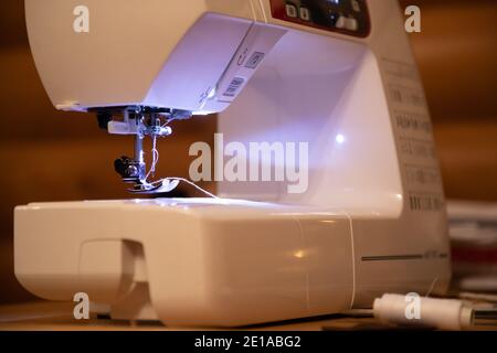 Close-up of sewing machine, handmade consept and idea Stock Photo
