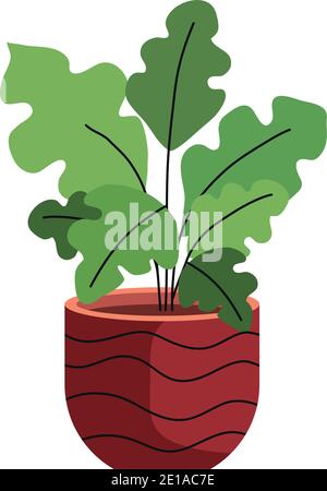 ceramic garden pot with stripes decorative vector illustration design ...