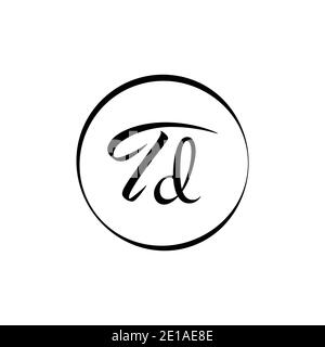 Initial TD letter Logo Design vector Template. Abstract Script Letter TD logo Design Stock Vector