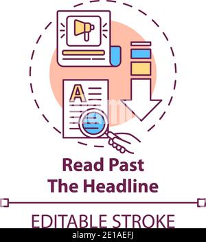 Reading past headline concept icon Stock Vector