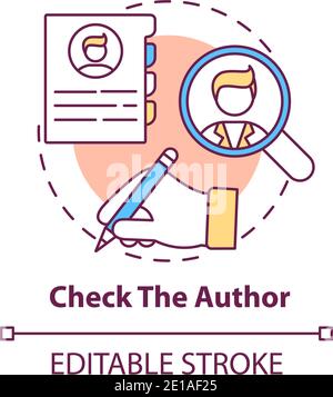 Checking author concept icon Stock Vector