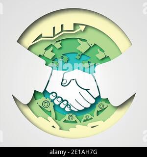 Vector business in paper art style Stock Vector