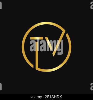 Initial Circle TV letter Logo Design vector Template. Abstract Letter TV logo Design Stock Vector