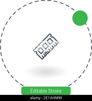 ram vector icon editable stroke outline icons for web and mobile Stock Vector