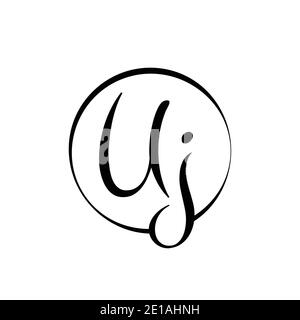 Initial UJ letter Logo Design vector Template. Abstract Script Letter UJ logo Design Stock Vector