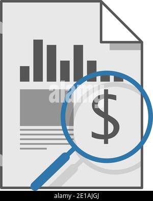 Finance report flat style icon. Isolated on white background. Stock Vector