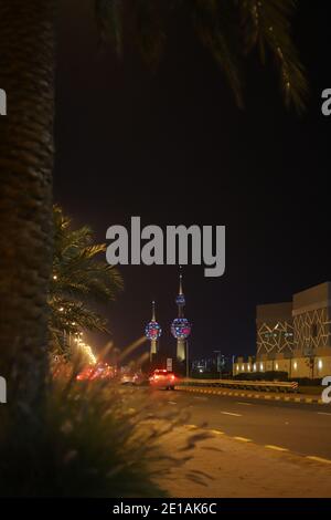 kuwait city at night Stock Photo