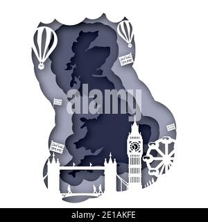 Vector Great Britan in paper art style Stock Vector