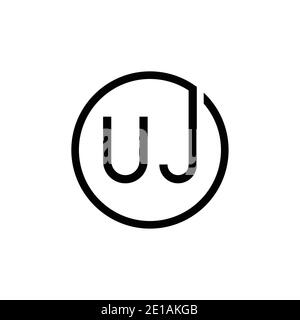 Initial Circle UJ letter Logo Design vector Template. Abstract Letter UJ logo Design Stock Vector
