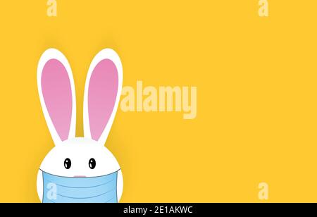 Happy easter bunny in medical mask. Stock Vector